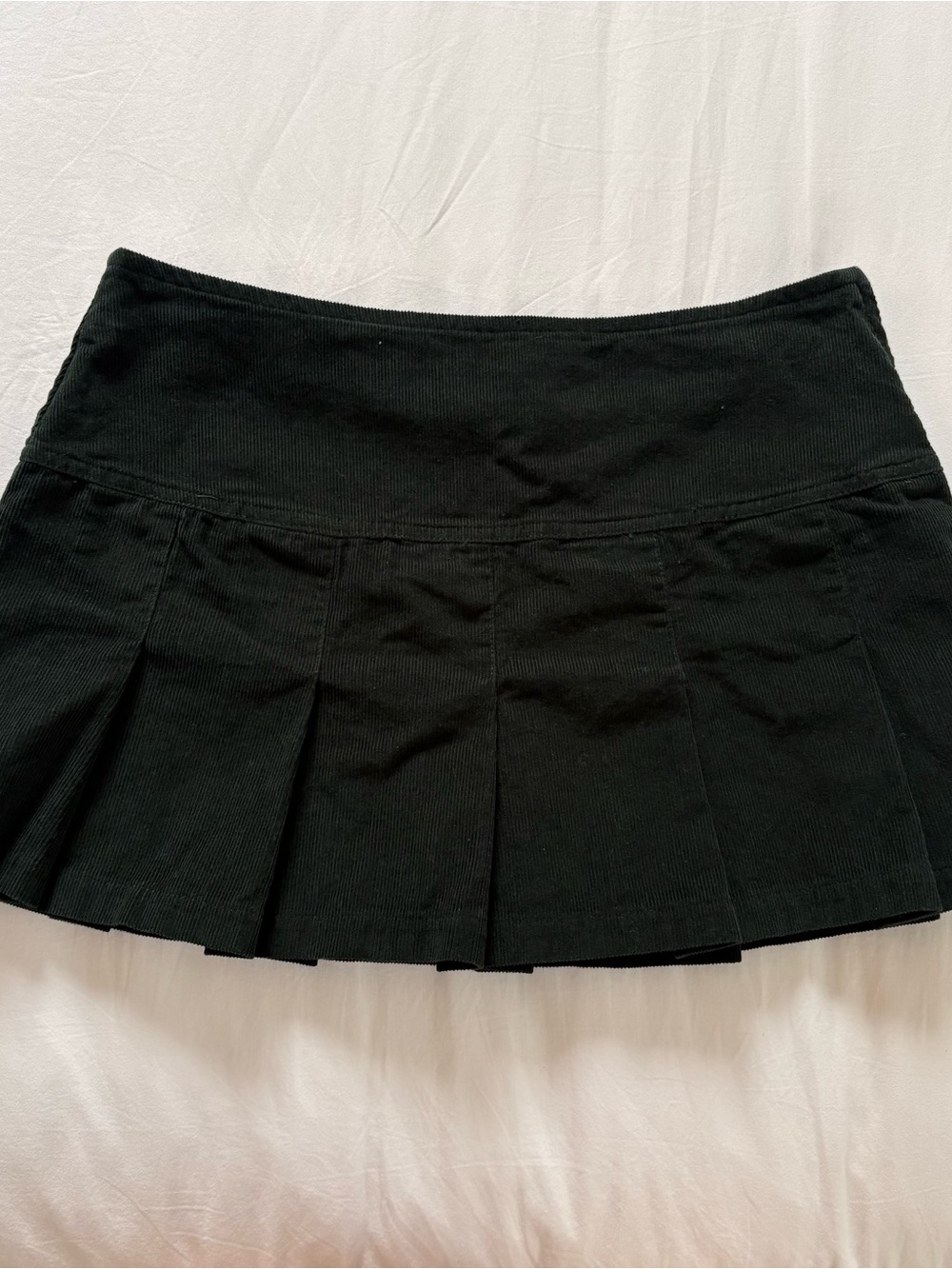 Cotton Green Pleated Mini Skirt